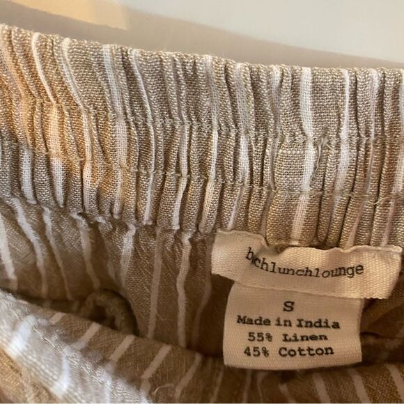 BeachLunchLounge linen blend tan neutral striped wide leg pants small - Picture 3 of 5